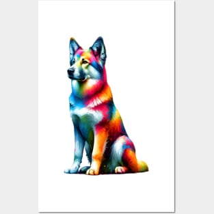 Colorful Abstract Chinook Dog Artistic Splash Portrait Posters and Art